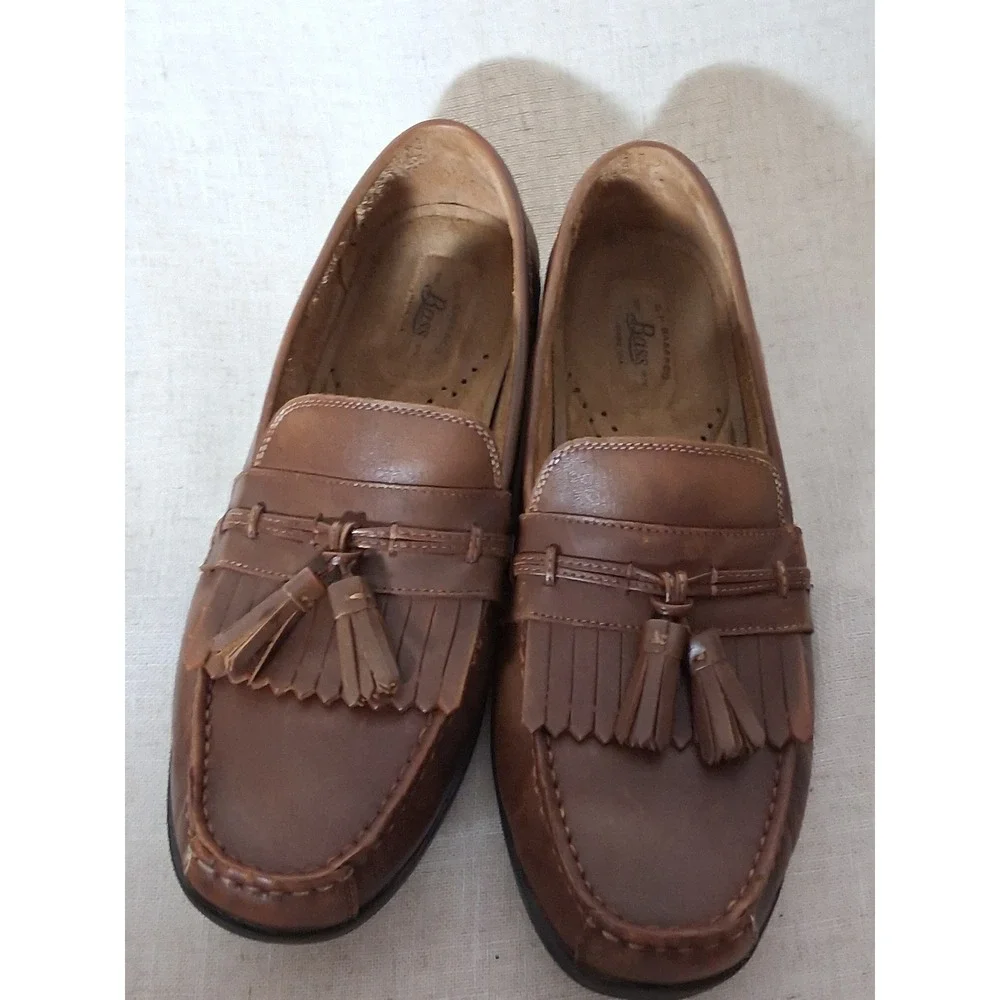 GH Bass Miguel Mens Brown Leather Kiltie Tassel Loafers Shoes 10.5M